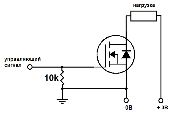 схема ключа на полевом транзисторе.