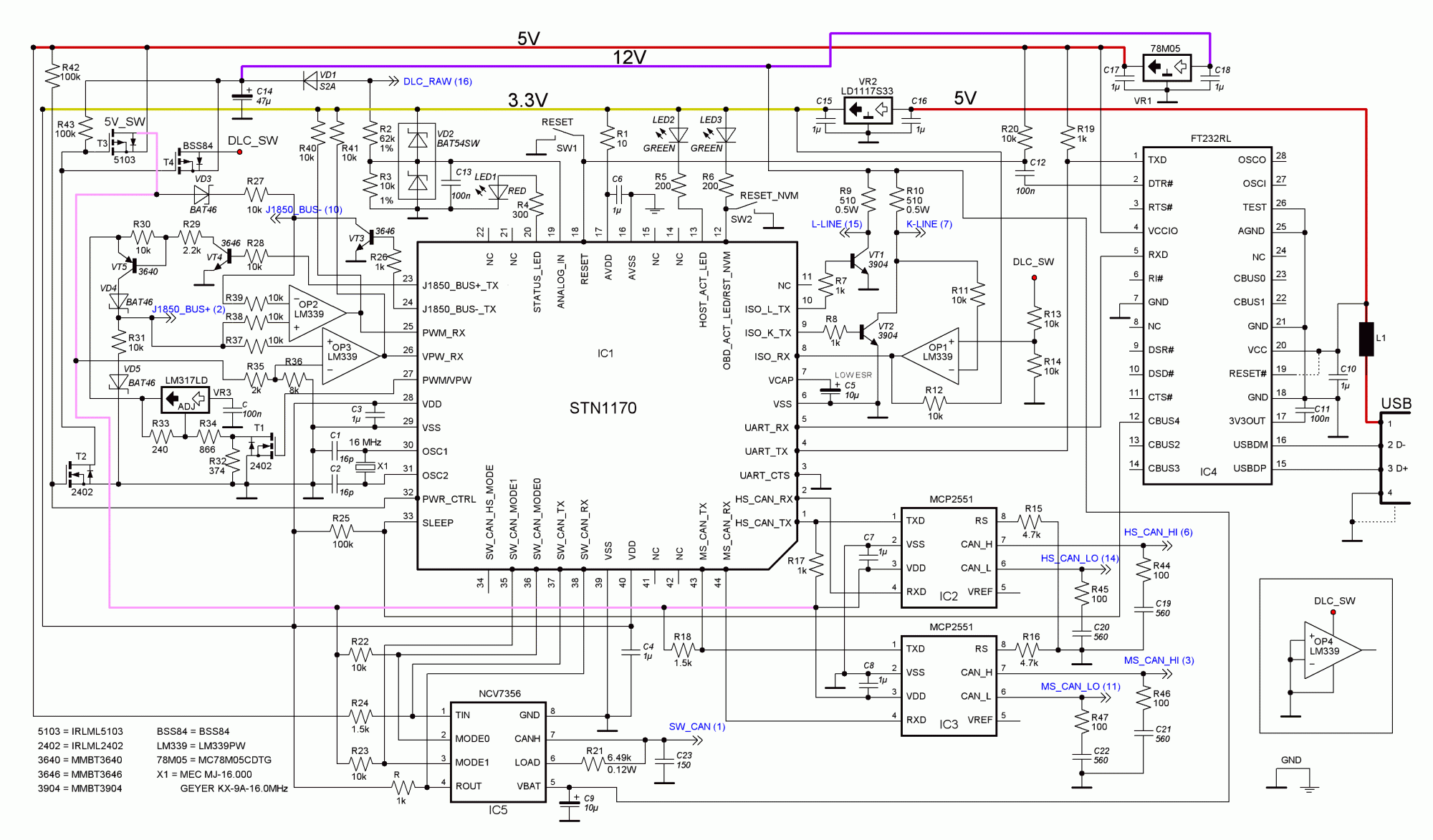 Elm327 схема электрическая