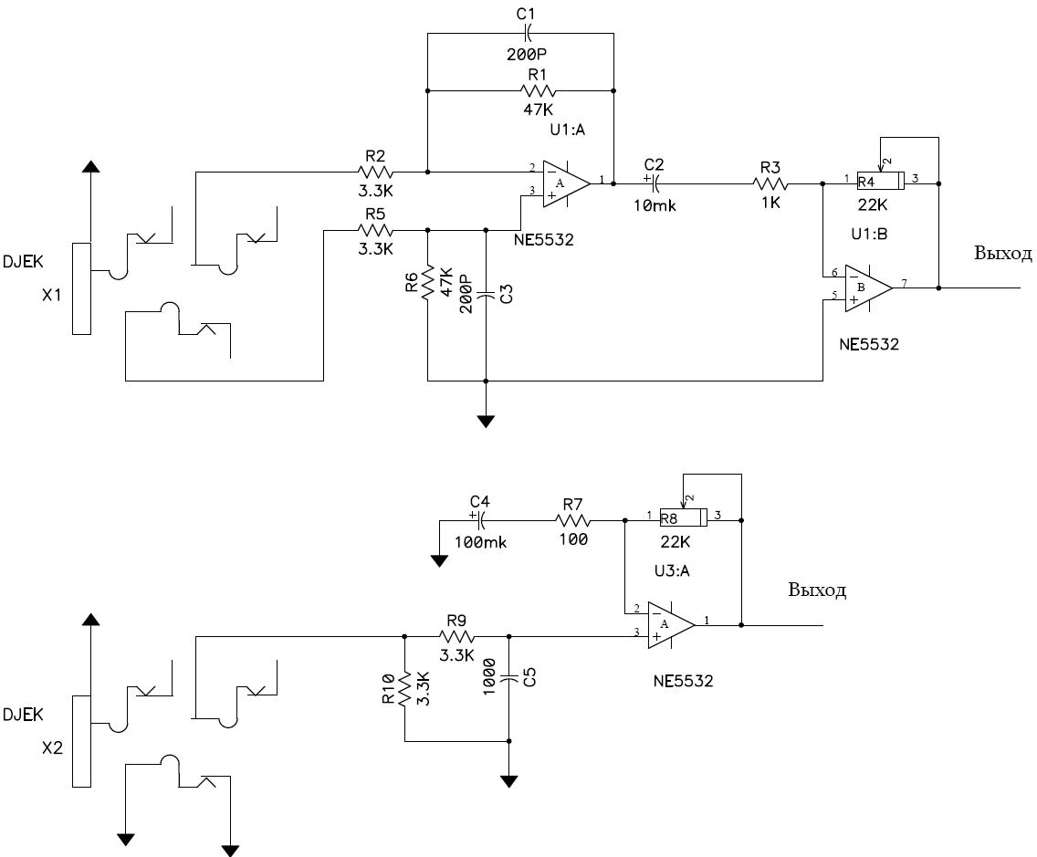 Микрофонный усилитель на ne5532 схема