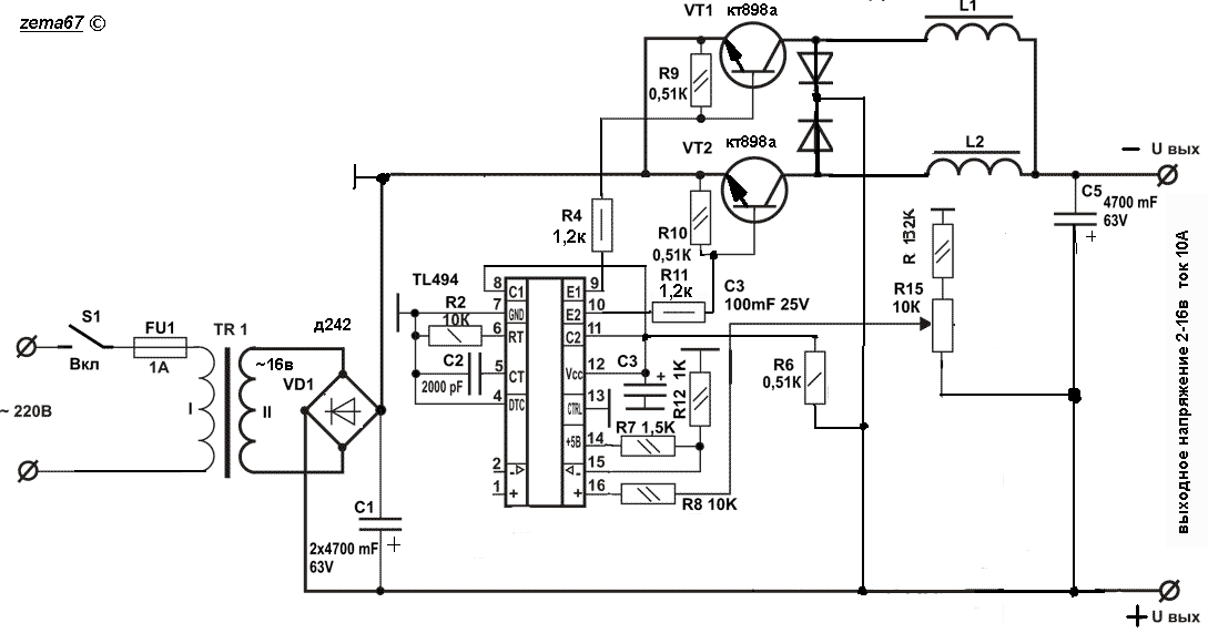 Схемы зарядных устройств интерскол. Зарядное устройство на tl494 для автомобильного аккумулятора. Импульсный стабилизатор на tl494.