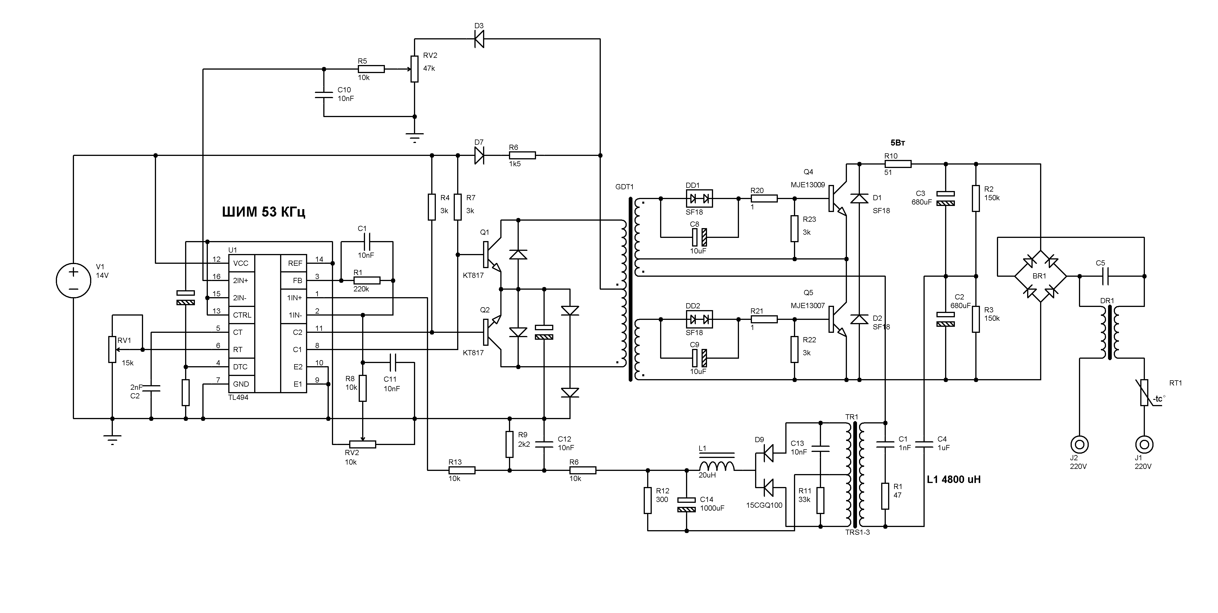 Схема компьютерного БП на tl494