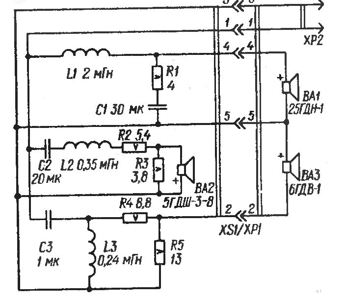 Схема колонки электроника 25 ас