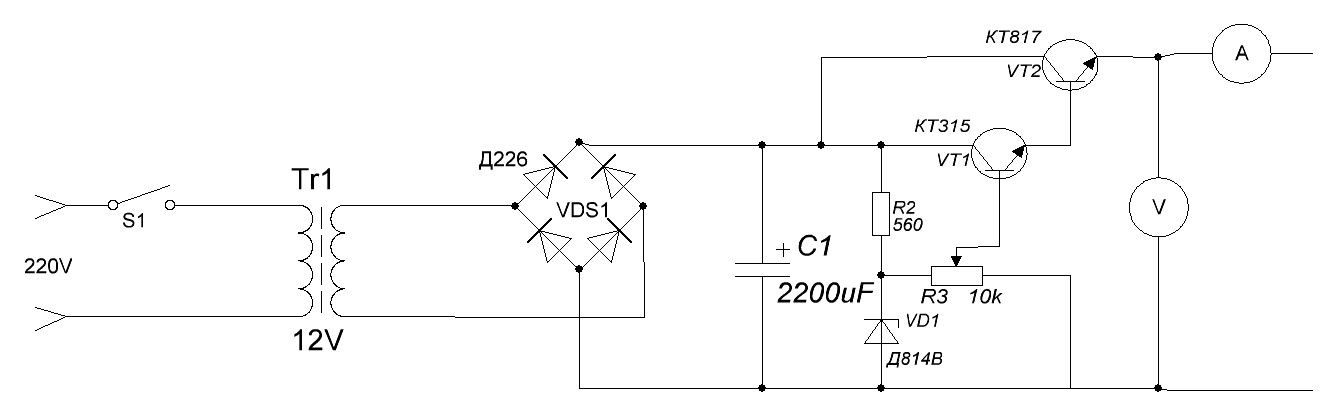 трансформатор 220 на 12 вольт схема