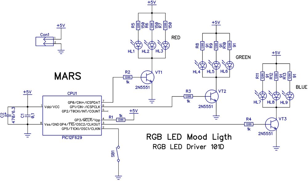 RGB-лампа настроения без микроконтроллера