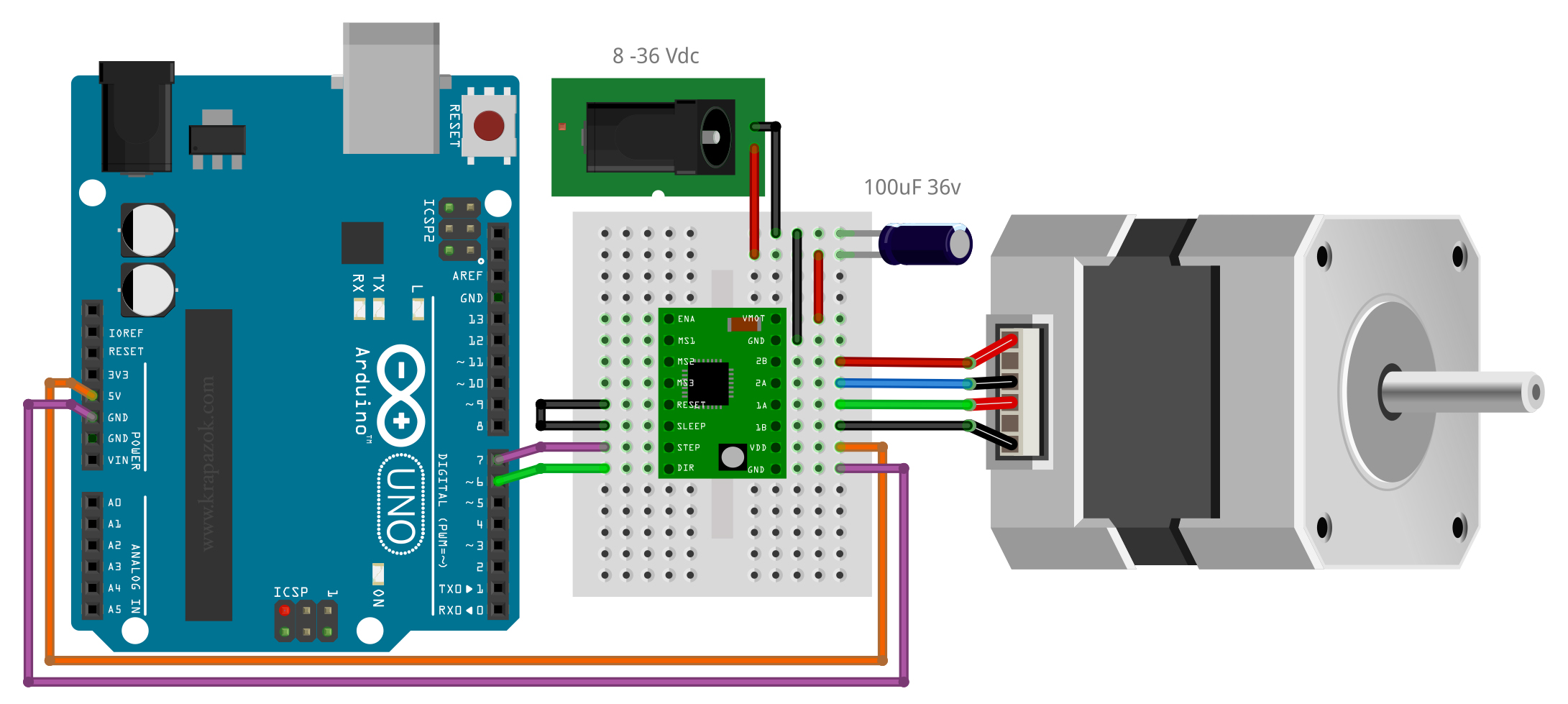 Вращение шаговым двигателем кнопкой | Аппаратная платформа Arduino