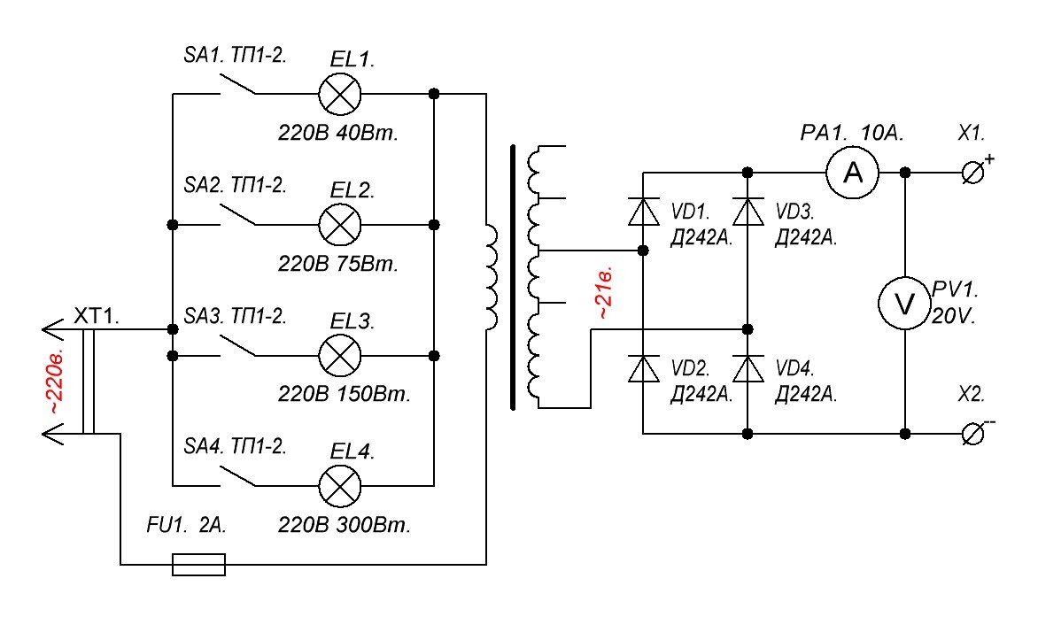 Схема автоматического зарядного устройства для электропогруз